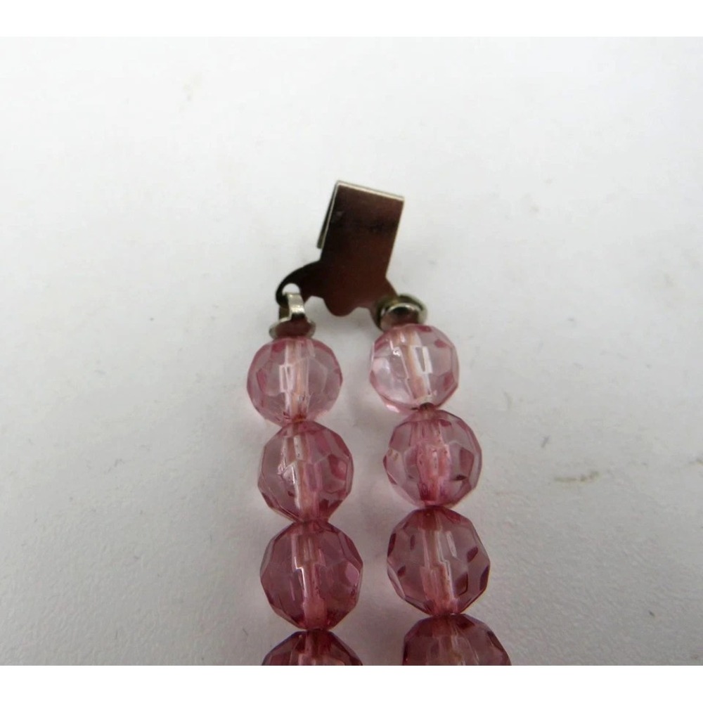Pink Faceted Lucite Bead Double Strand Bracelet Box Clasp Fashion Jewelry - Picture 8 of 10